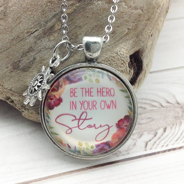Be the Hero in Your Own Story Pewter Necklace for wholesale by Urban Charm