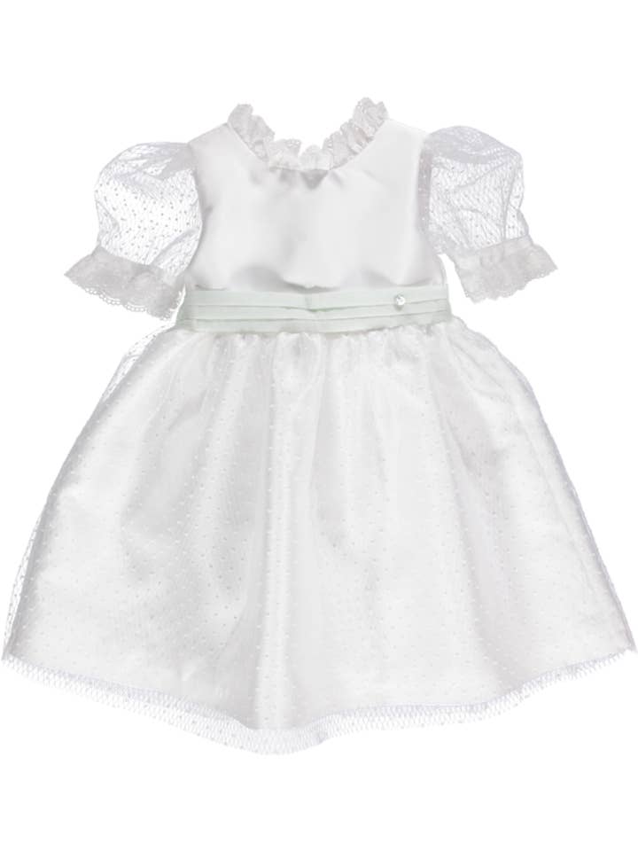 White Party Dress With Embroidered Lace And Belt for wholesale by Piccola Speranza