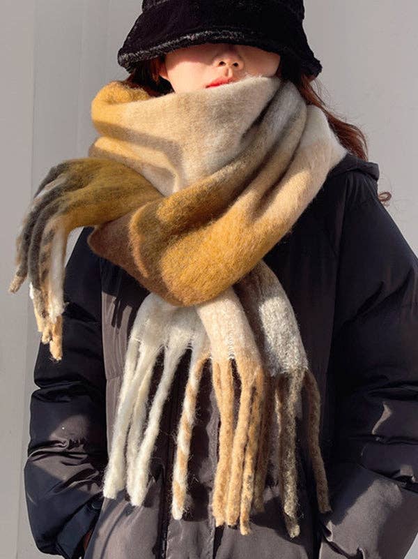 StyleGalX - Wholesale Scarf - Women's - Fashion Keep Warm Tasseled Checkered Shawl&Scarf5