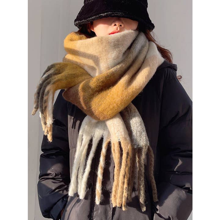 StyleGalX - Wholesale Scarf - Women's - Fashion Keep Warm Tasseled Checkered Shawl&Scarf7