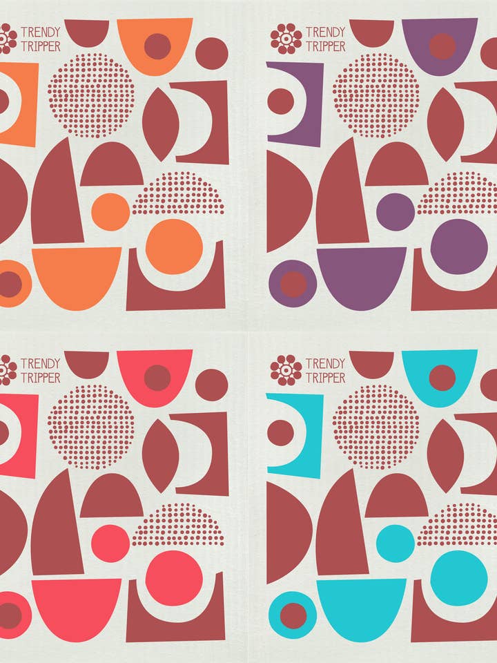 ABSTRACT BORDEAUX mit mehrfarbigem schwedischem Geschirrtuch für den Großhandel von Trendy Tripper