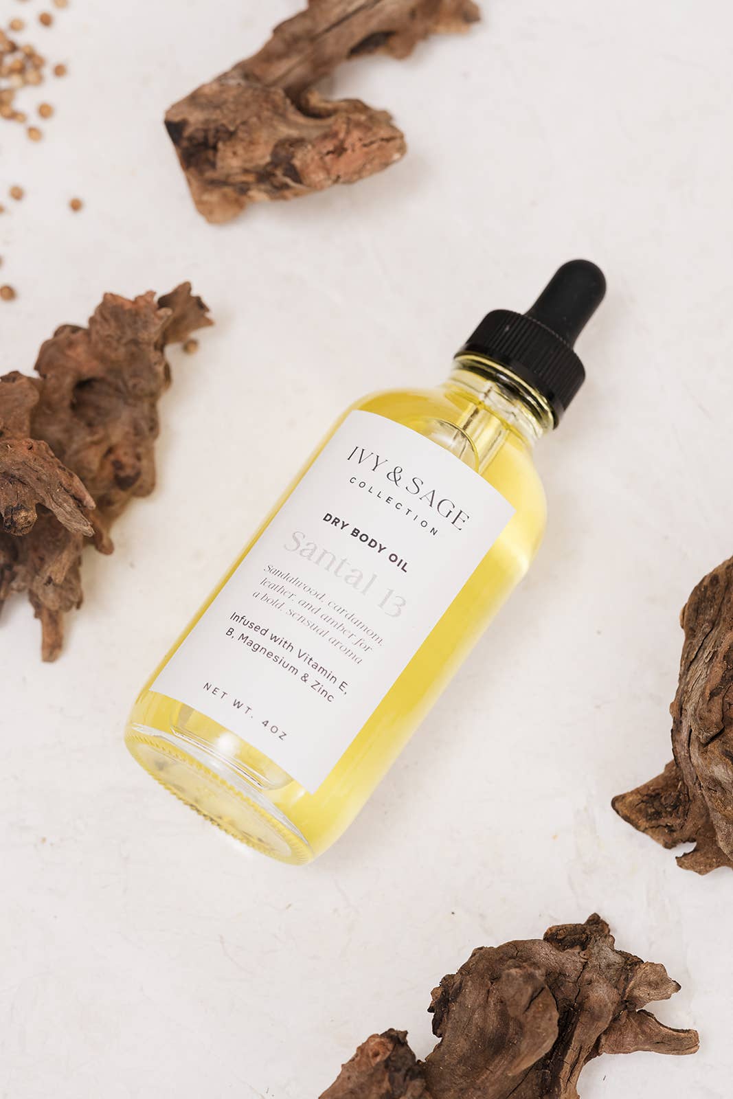 Ivy & Sage Collection – Óleo para banho/corpo por atacado – Óleo Seco Corporal – Santal 13, Almíscar & Hidratante1