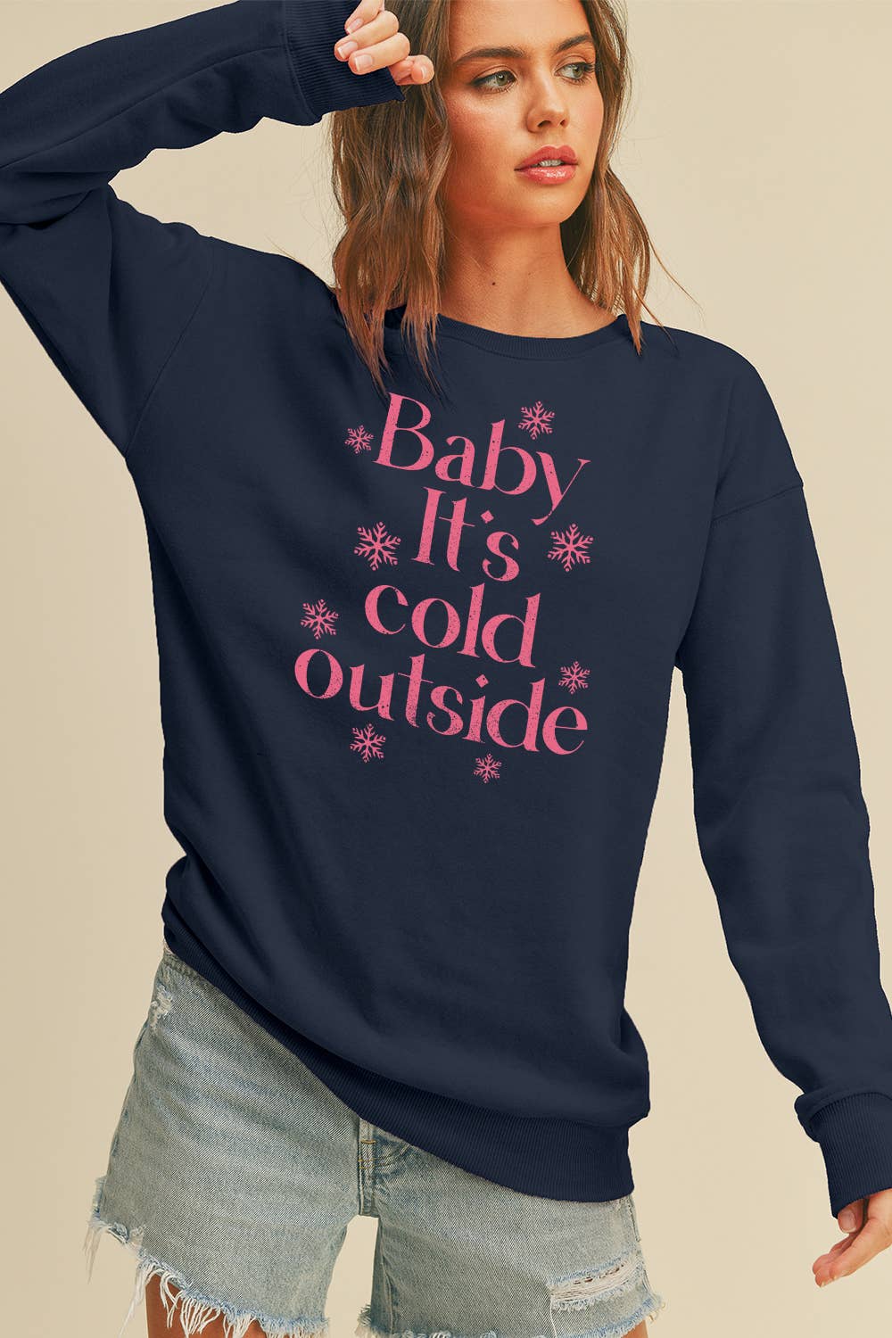 Honestee - Wholesale Sweatshirt - Women's - Baby It's Cold Outside Long Sleeve Sweatshirt5
