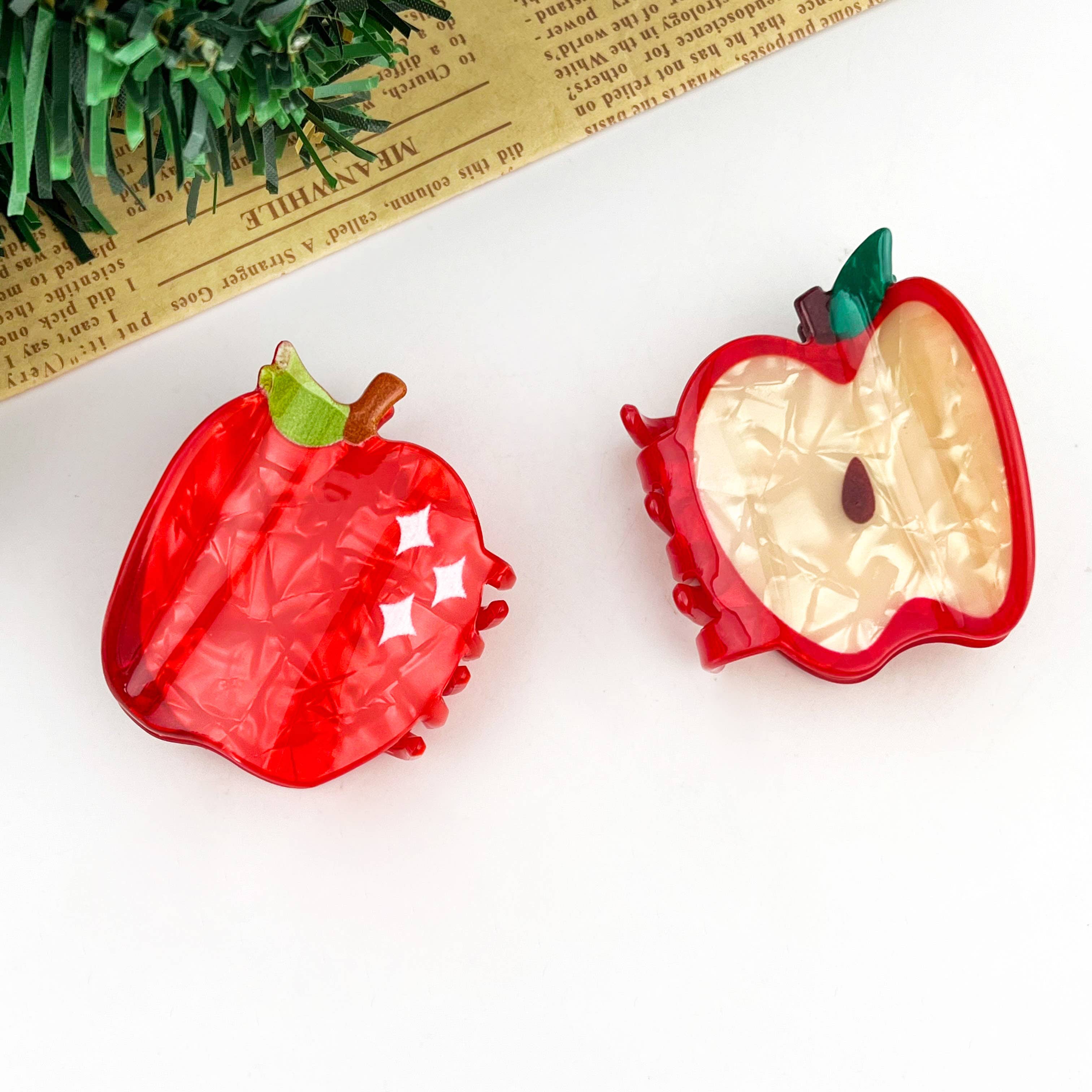 TheDivaSoap - Wholesale Hair Clip - Women's - 1.97'' Red Apple Hair Claw Clip, Christmas Holiday Hair Clip5