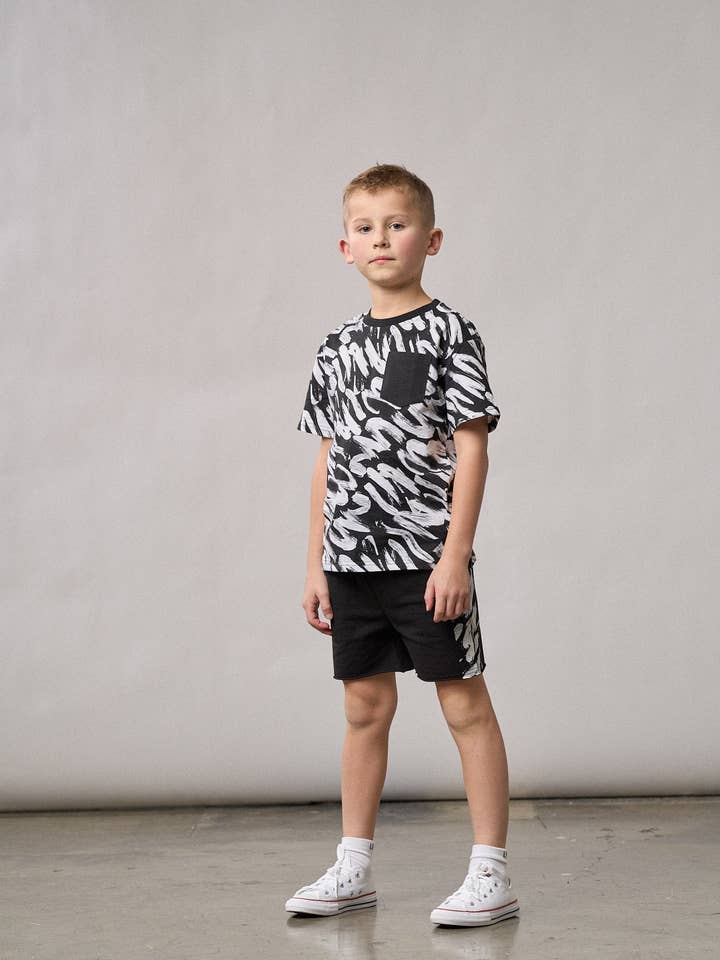 Little Bipsy - Wholesale Shorts - Kids - Imperfect Brush Stroke Raw Edge Harem Short - Black