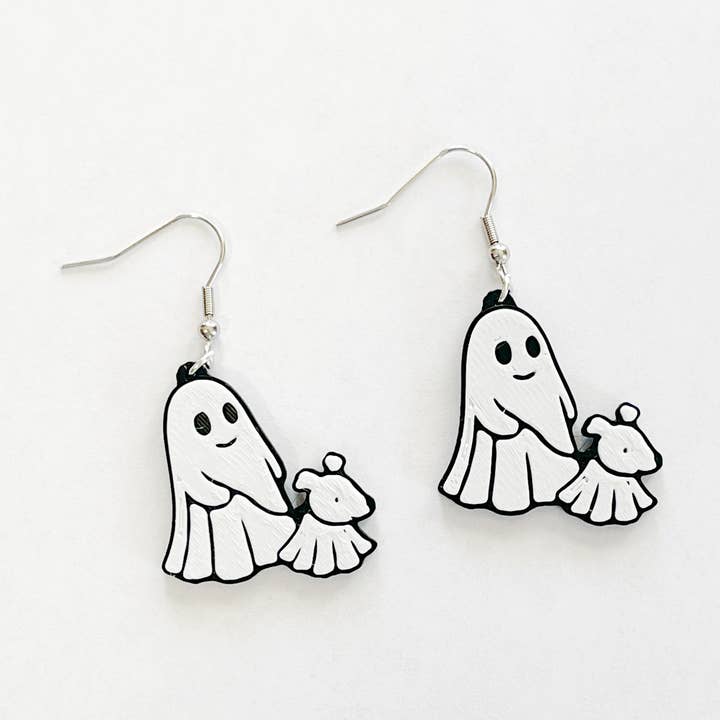 Ghost Walking Ghost Dog Dangly Earrings for wholesale by Woofsie