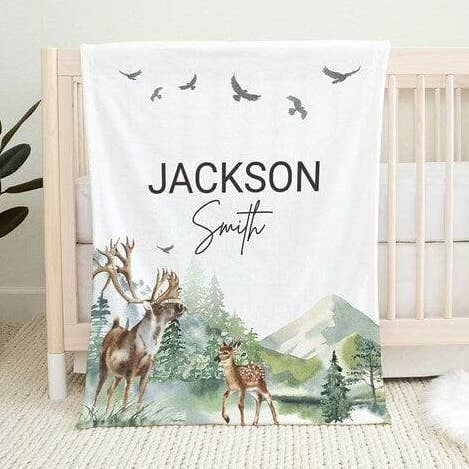 Angeline Kids – wholesale Filtar – Barn och baby – Personlig babyfilt, Baby Namn Woodland Nursery0