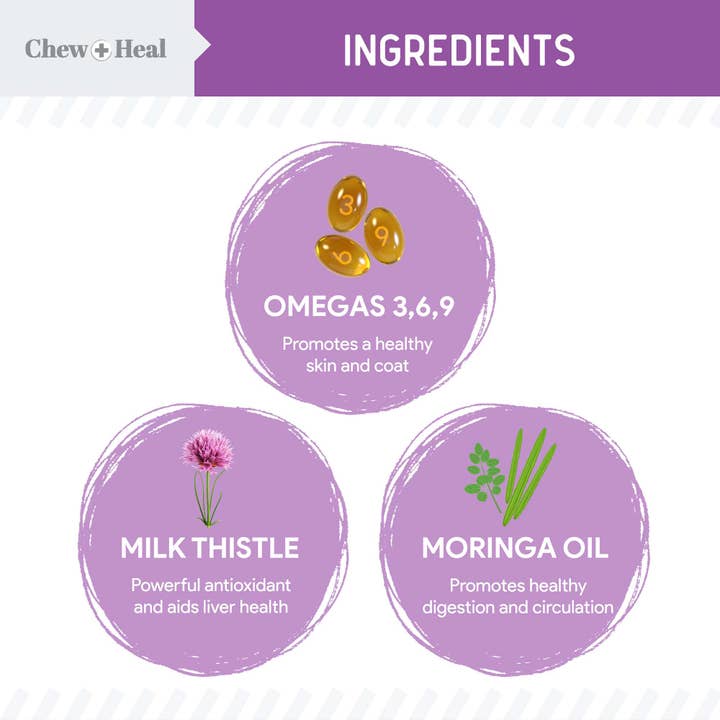 Chew + Heal - Wholesale Pet Supplement - Dog - Milk Thistle Tincture with Moringa & Salmon Oil for Dogs