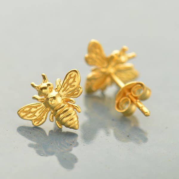 Nina Designs – wholesale Stud/post earrings – Silver, Bronze or Gold Bee Stud Earrings 9x11mm9
