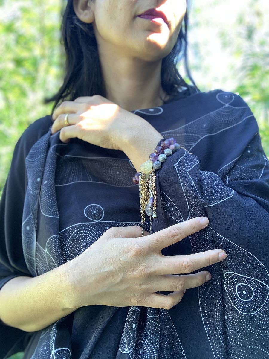 LOVELEEN®️ - Wholesale Scarf - Women's - 'Shining star of the Infinite galaxy' scarf (starry night)3