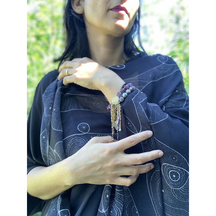 LOVELEEN®️ - Wholesale Scarf - Women's - 'Shining star of the Infinite galaxy' scarf (starry night)3