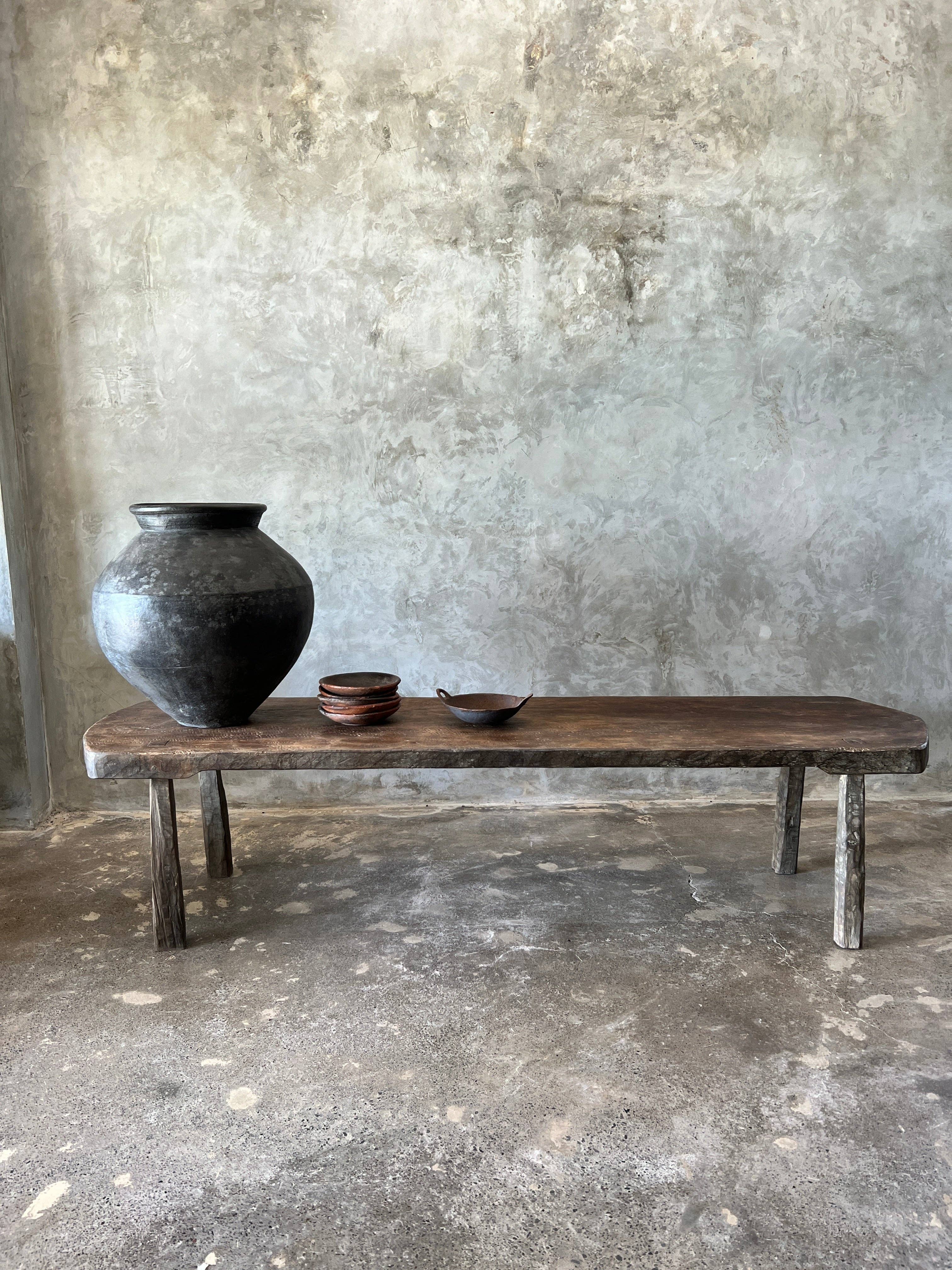 Office Objets - Wholesale Coffee Table - Large round coffee table in antique Asian teak L:2m W:50 H:501