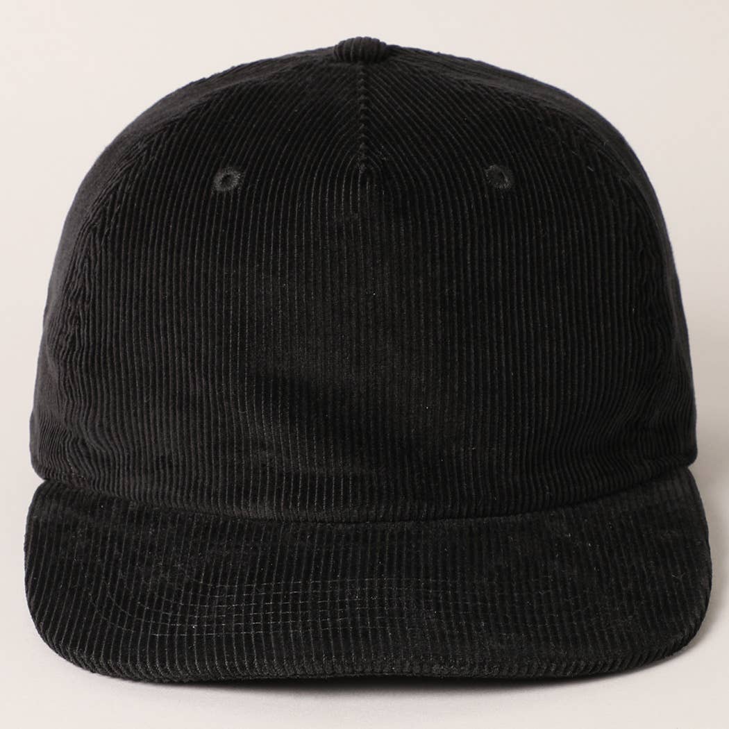 Fashion City – wholesale Baseball cap – Women's – Plain Corduroy Flat Brim Snapback Cap Baseball Hat0