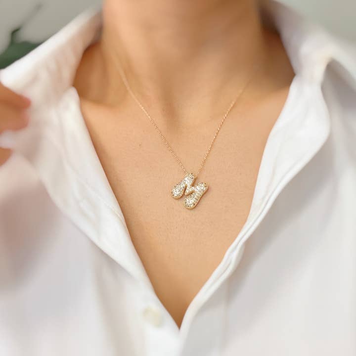 Ellison+Young - Wholesale Pendant/Charm Necklace - Crystal Bubble Initial Necklace