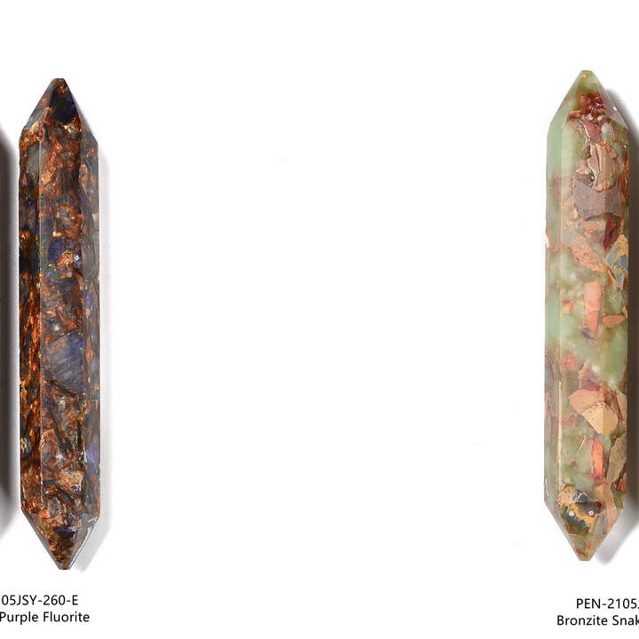 CRCBEADS - Wholesale Spiritual Stone/Crystal - Bronzite Impression Jasper Double Terminated Point Size 4'' Sold by Piece4