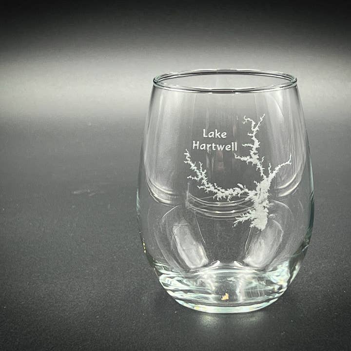 Adirondack Etching LLC - Wholesale Wine Glass - Lake Hartwell Georgia - 15 oz Stemless Wine Glass