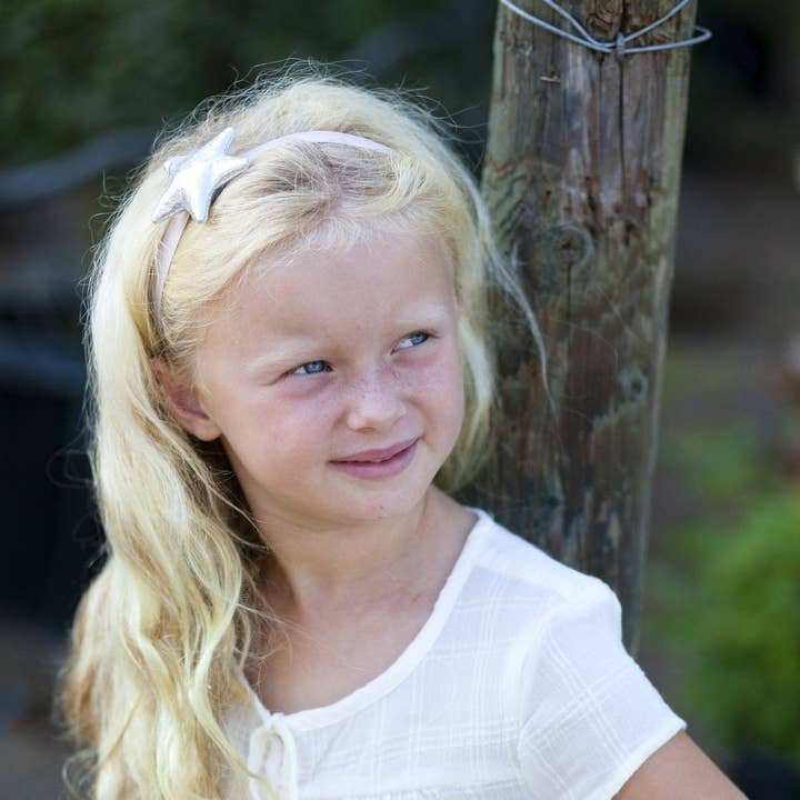 Metallic Star Headband - Mauve / Pale Gold for wholesale by Peppercorn Kids