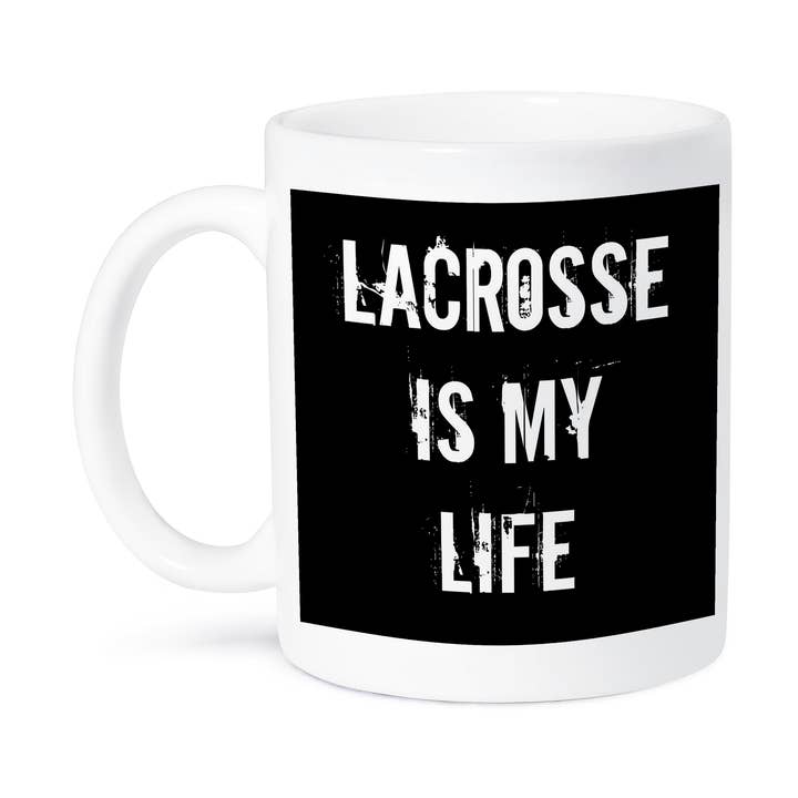 3dRose - Vente Tasse à café - 3dRose, Le lacrosse est ma vie police cool noir et blanc, Tasse8