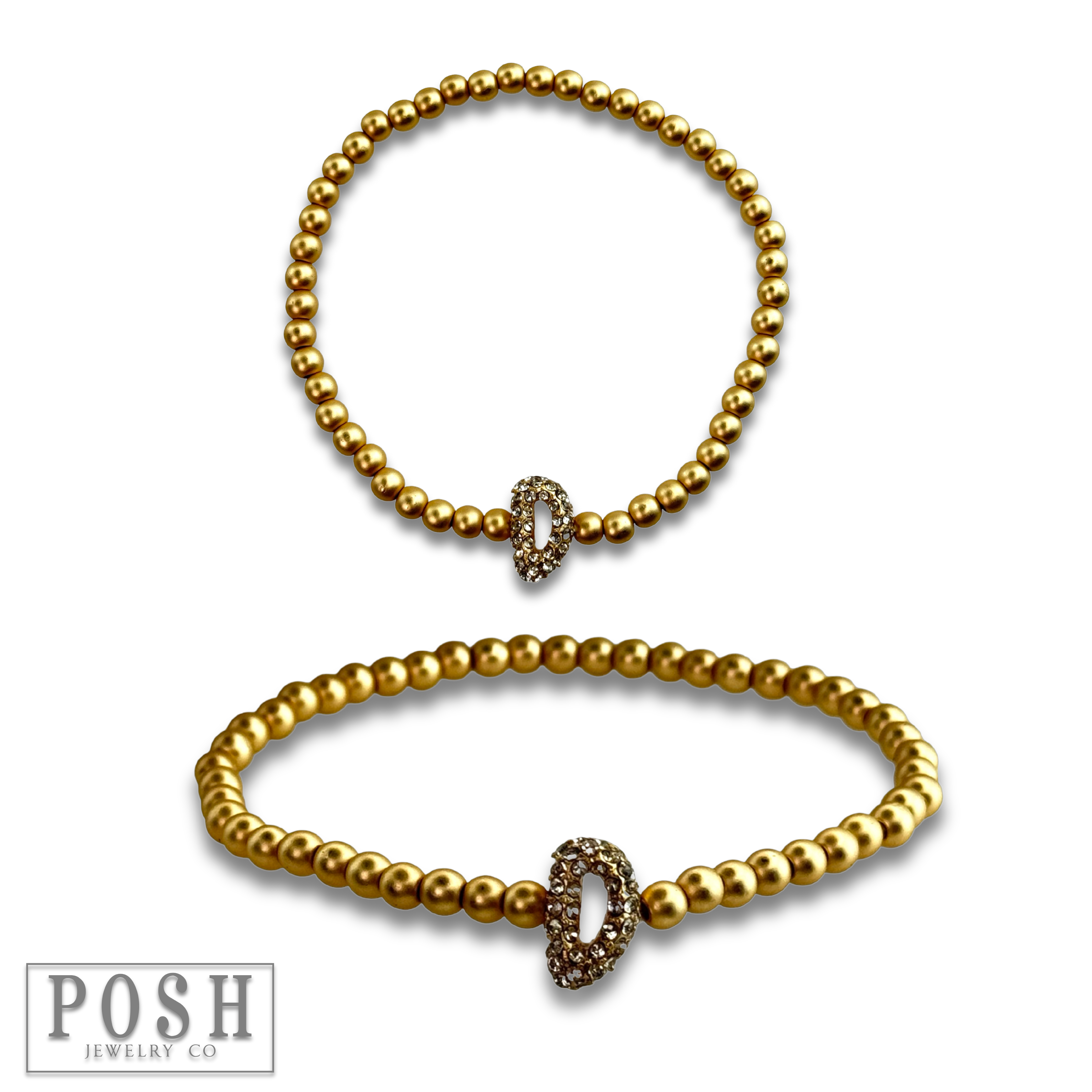 Pink Panache Brands - Wholesale Beaded Bracelet - Bead bracelet with rhinestone inital6