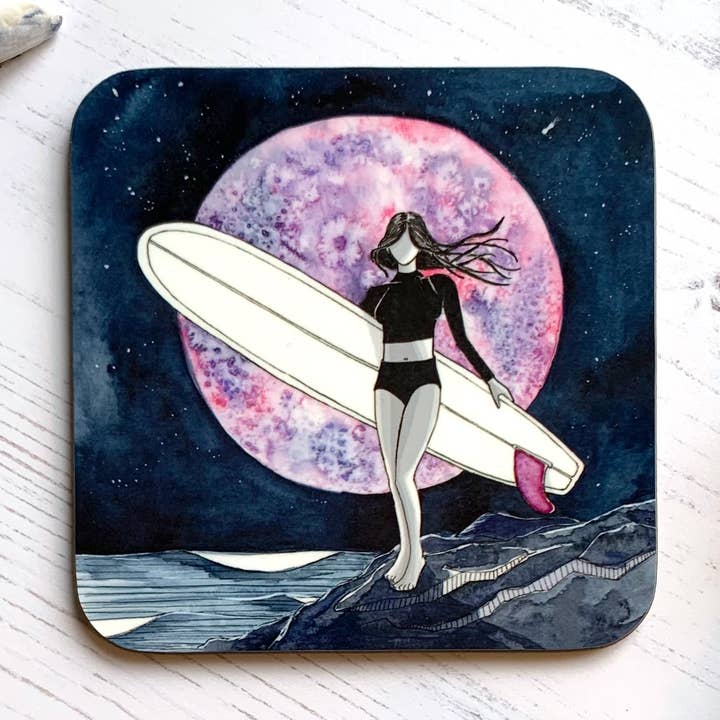 Coaster - 9cm - Strawberry Moon Surf for wholesale by Cornwall Studios