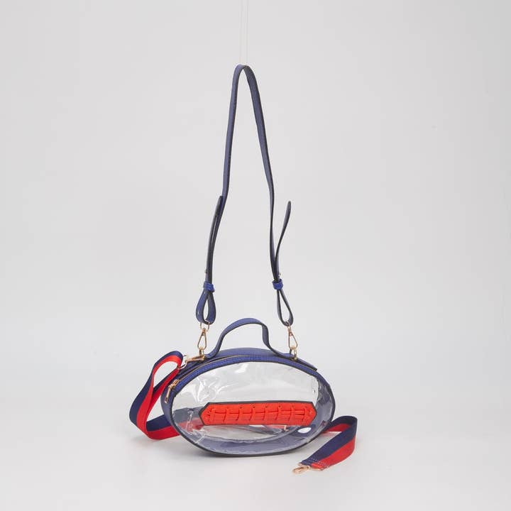 MiMi Wholesale - Wholesale Crossbody Bag - Women's - TG10695 Clear Gameday Football Stitch Detail Crossbody Bag25