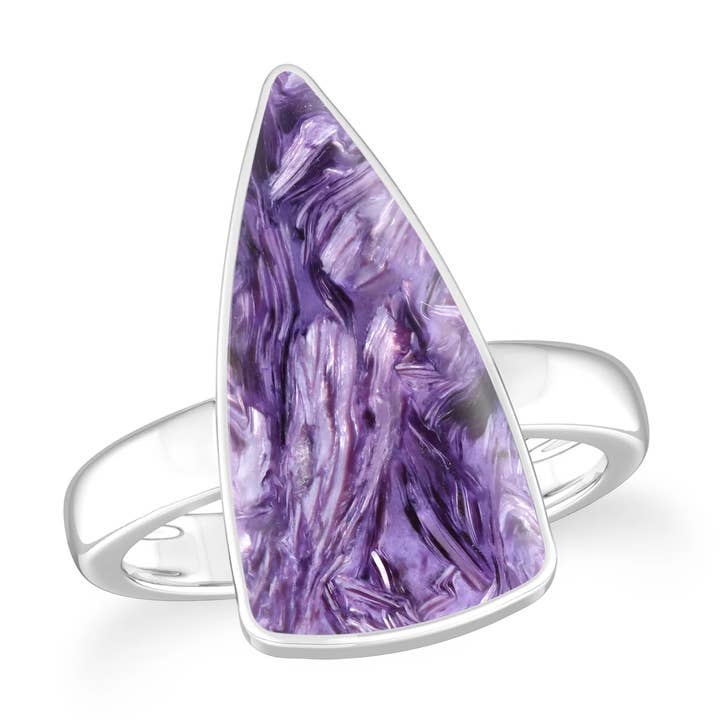 Natural Charoite Fancy Shape Ring, Sterling Silver for wholesale by Nature Crafts