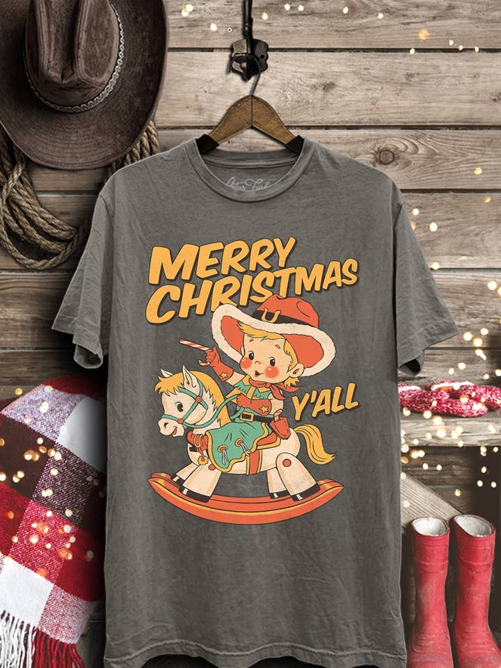 Camiseta estampada Merry Christmas Yall para venta al por mayor de Lotus Fashion Collection