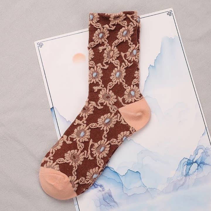 Funkyrel® Atzbranding Limited - Wholesale Socks - Women's - Rufia - Orange Embossed Women's Socks
