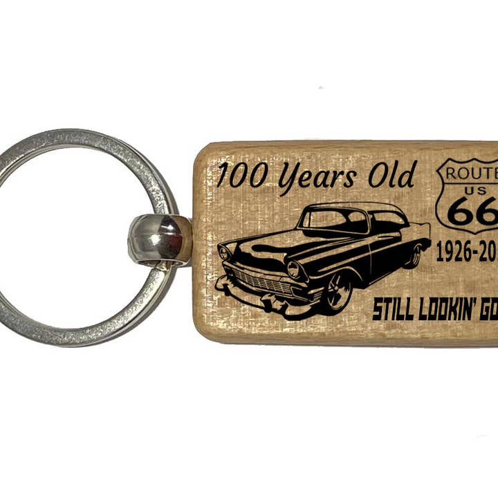 Route 66 Key Ring Celebrating 100 Year Anniversary for wholesale by DK LaserWorx