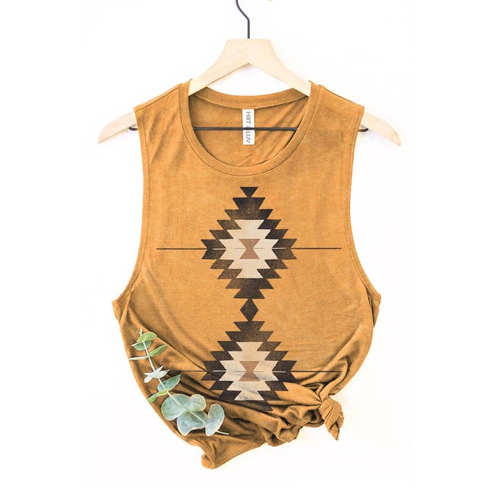 HRTandLUV - Wholesale Tank top – Women′s - VINTAGE AZTEC MINERAL GRAPHIC TANK TOP
