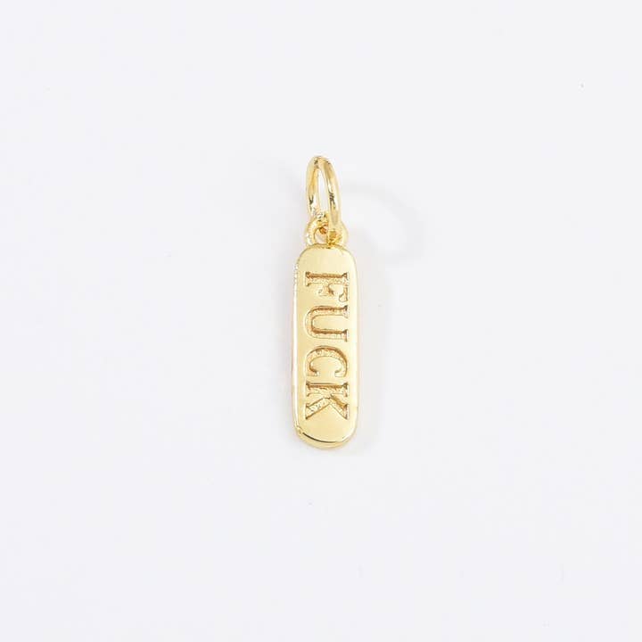Beads Creation - Wholesale Individual Charm/Pendant - Gold Filled Pill Bar Pendant Love Happy Fuck Charm, CP1224
