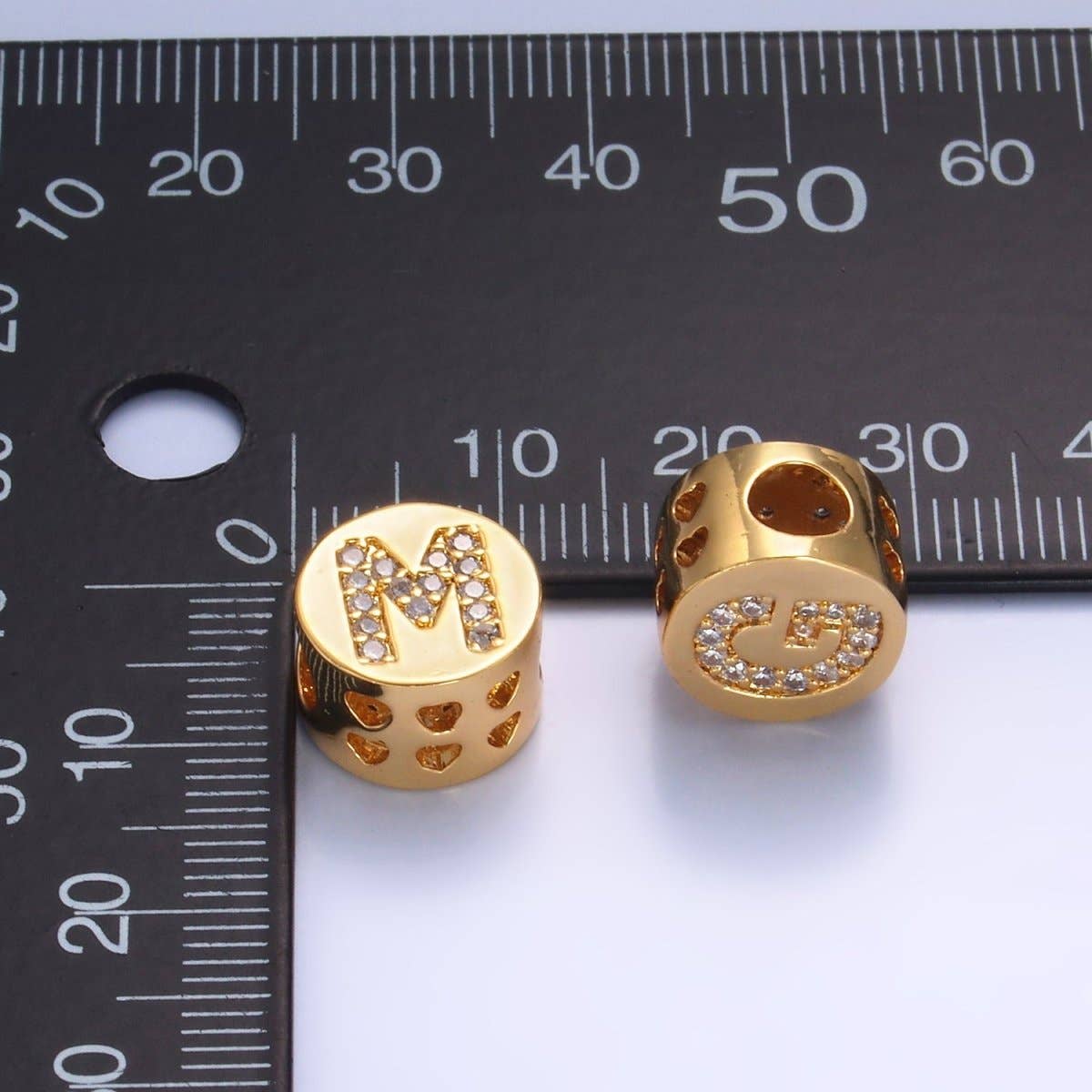 Aim Eternal - Wholesale Beads - 24K Gold Filled Alphabet Letter Micro Paved CZ Round Bead | A1526 - A153828