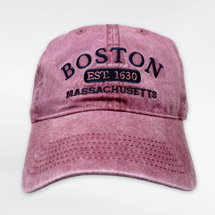 Boston Est. 1630 Faded Burgundy Baseball Cap for wholesale by Commonwealth Souvenirs