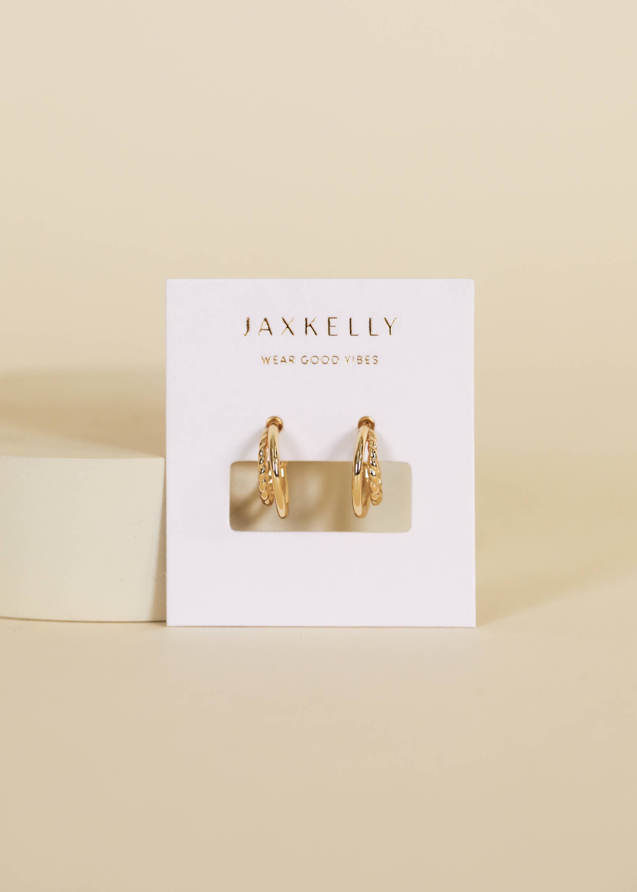 JaxKelly - Wholesale Hoop Earrings - Gold Hoop - Double - Earrings