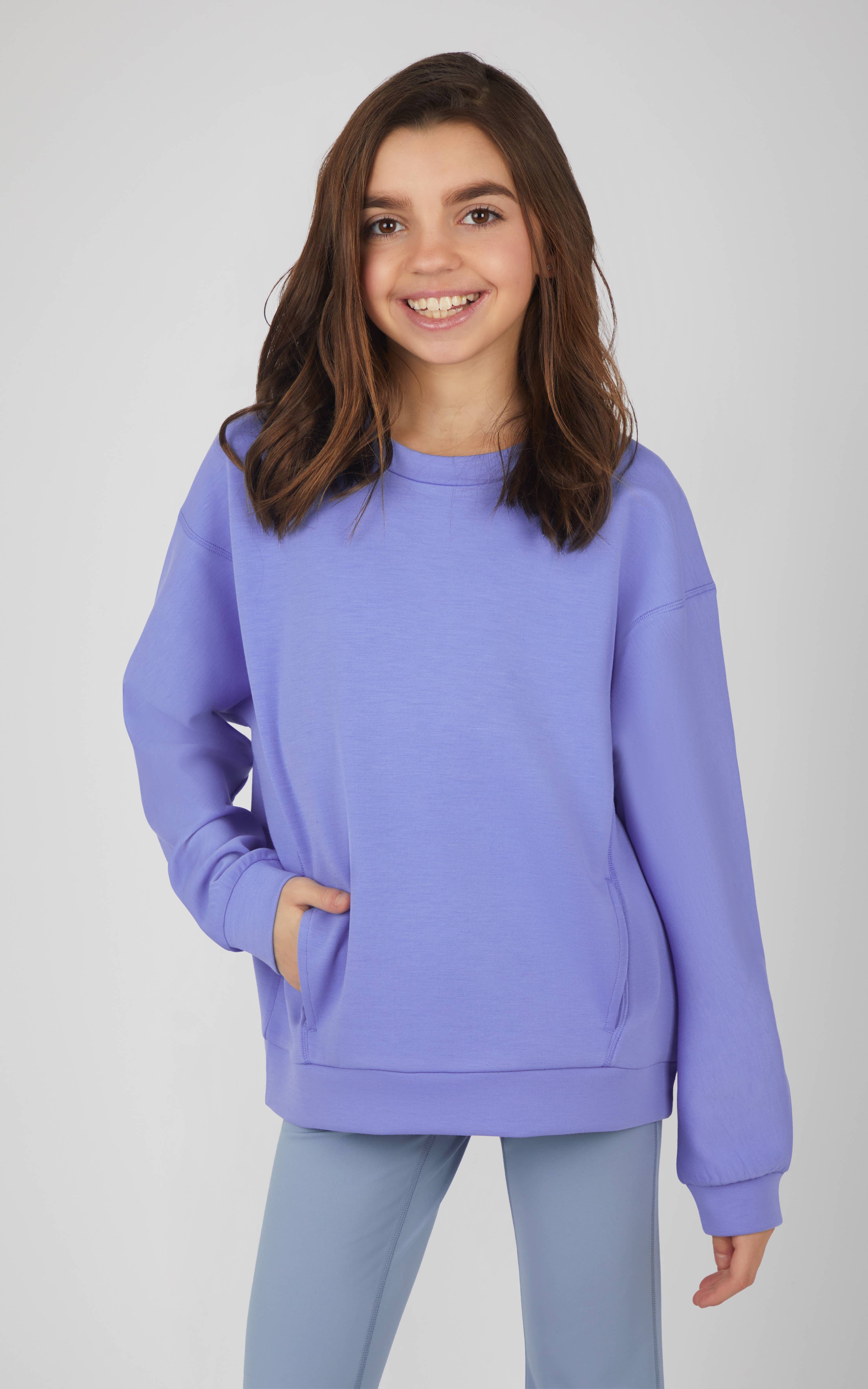 90 Degree by Reflex & Yogalicious - Wholesale Sweatshirt - Kids - Tween Girls Soft Scuba Zuri Crew Neck Everyday Sweatshirt7
