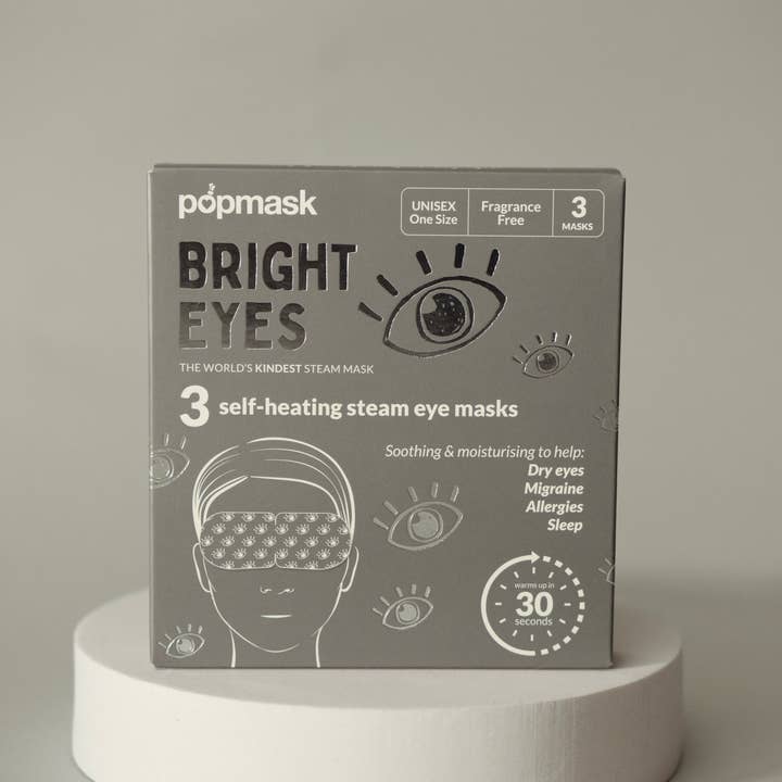 Popmask London - Wholesale Sleep/Eye Mask - Bright Eyes Fragrance-Free Self-Heating Eye Masks - 3 Pack