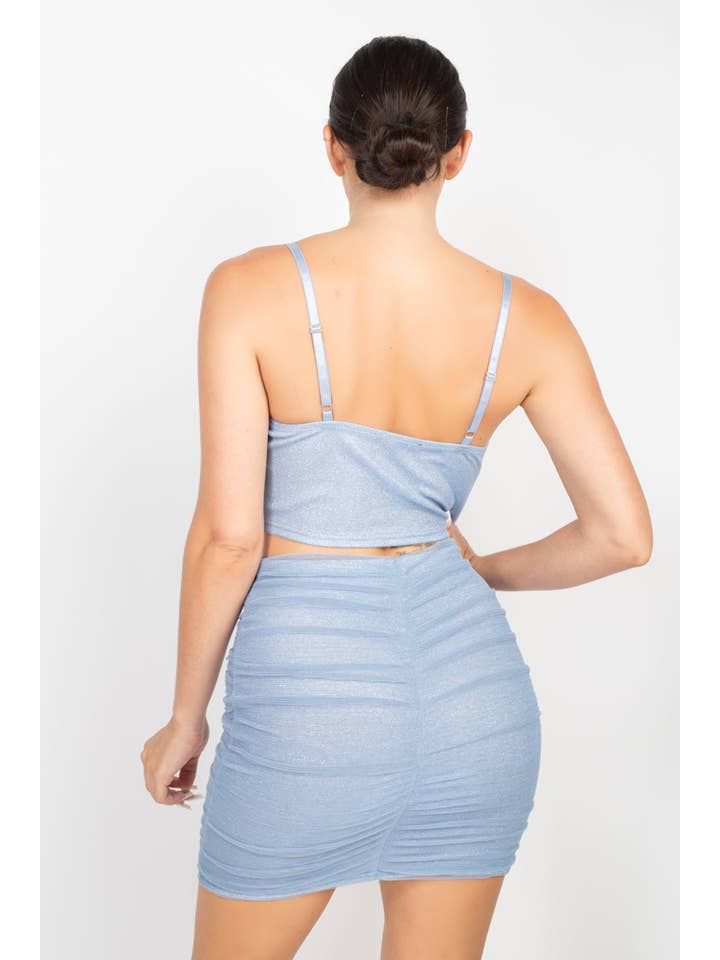 CC Wholesale Clothing - Wholesale Top & Skirt Set - Women's - Shirred Cami Top & Mini Skirts Set