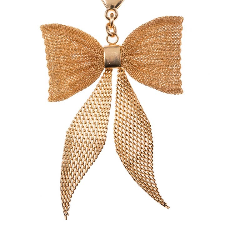 GD Mesh Chain Bow Shaped Bag Charm Keychain for wholesale on Faire2