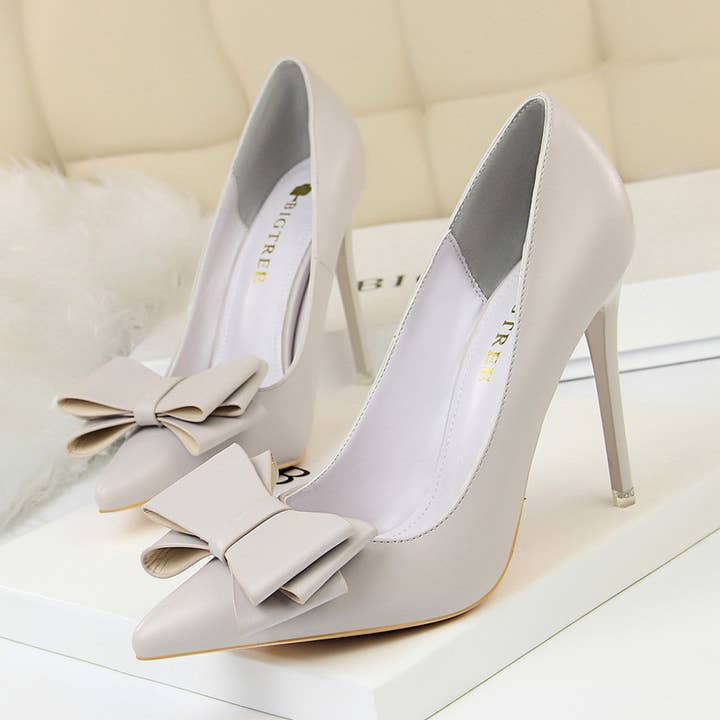 ACCITY - Wholesale High Heels - Women's - SLIM SHALLOW-MOUTH POINTED BOW HIGH HEELS_CWSHH004513