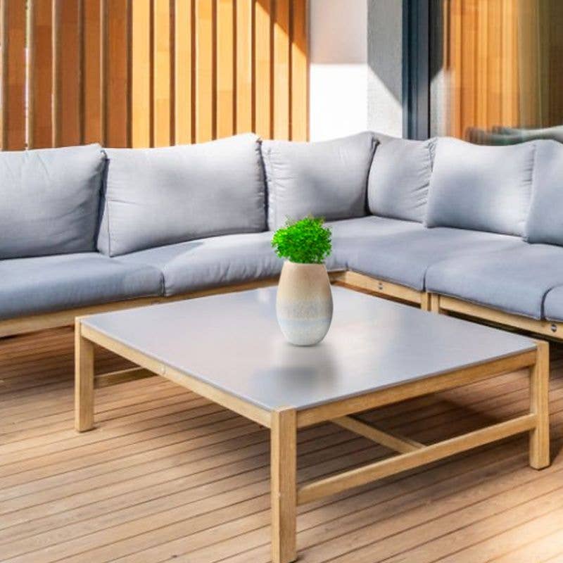 OMBRE Jarrón grande de cerámica alargado, centro de mesa, estética playera, elegante costero, estilo bohemio, ecléctico - de venta al por mayor en Faire6