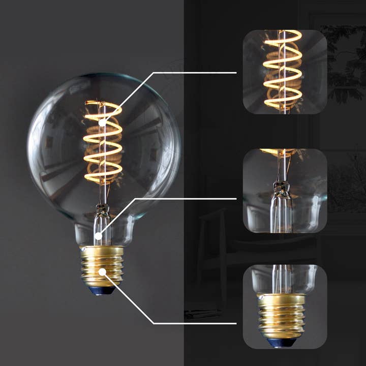 Ledsone - Wholesale Light Bulb/Puck - Vintage LED Spiral Filament G95 4W E27 Globe Light Bulb Decorative Edison Bulb ~40614