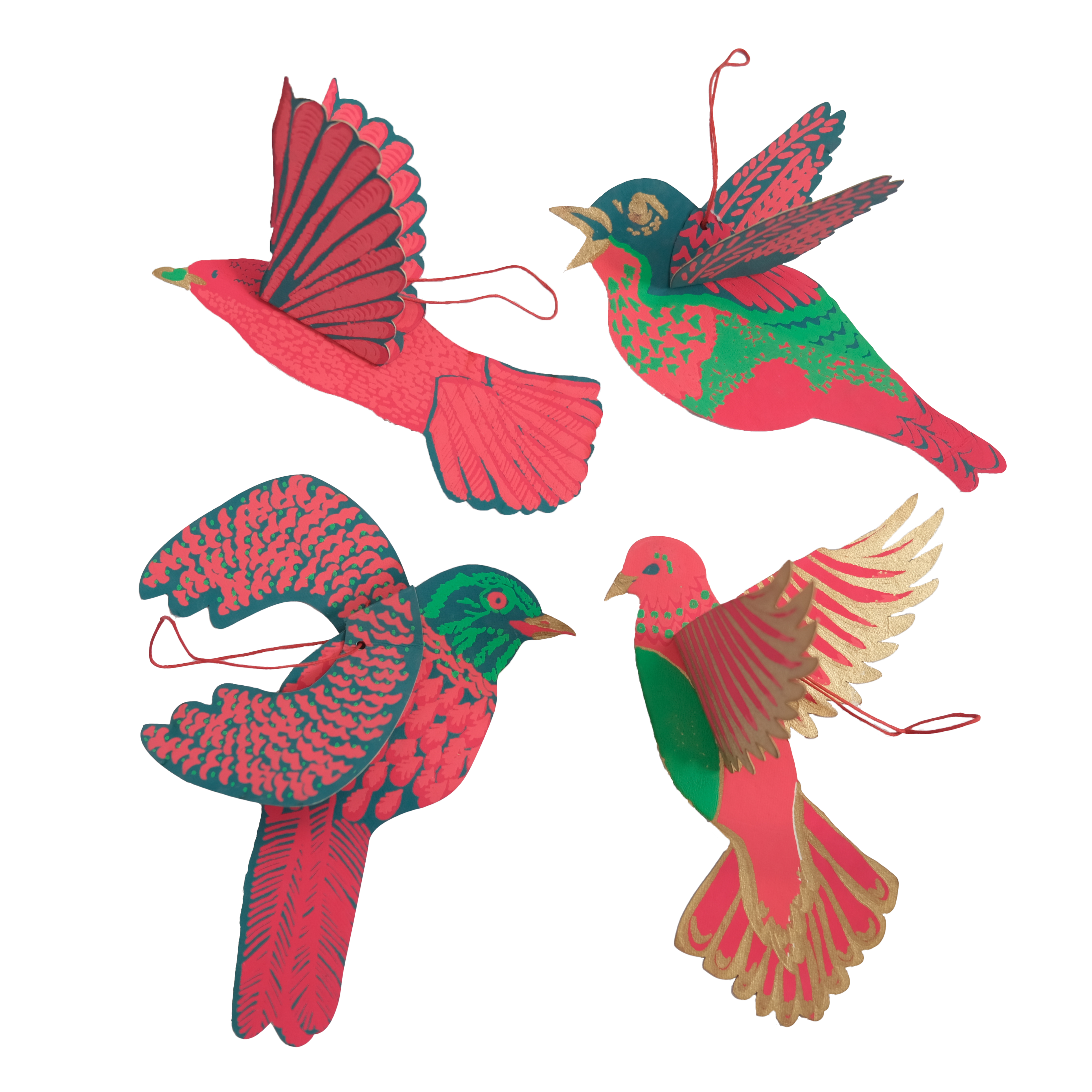 East End Press – wholesale Ornament set – UK/EU: Party Birds Paper Ornaments6