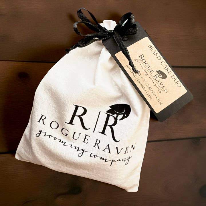 Beard Oil + Balm Set | All-Natural Beard Essentials Kit for wholesale by Rogue Raven Grooming Company
