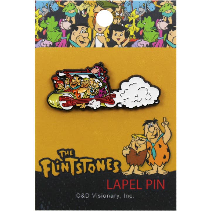 Enamel Pin - The Flintstones - Group Shot - Driving for wholesale by Square Deal Recordings & Supplies