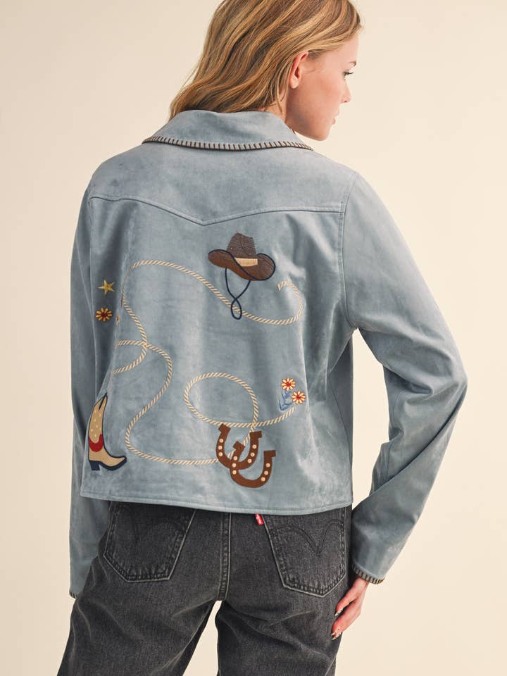 &MERCI - Wholesale Jacket - Women's - WESTERN EMBROIDERY SUEDE JACKET MJK41185