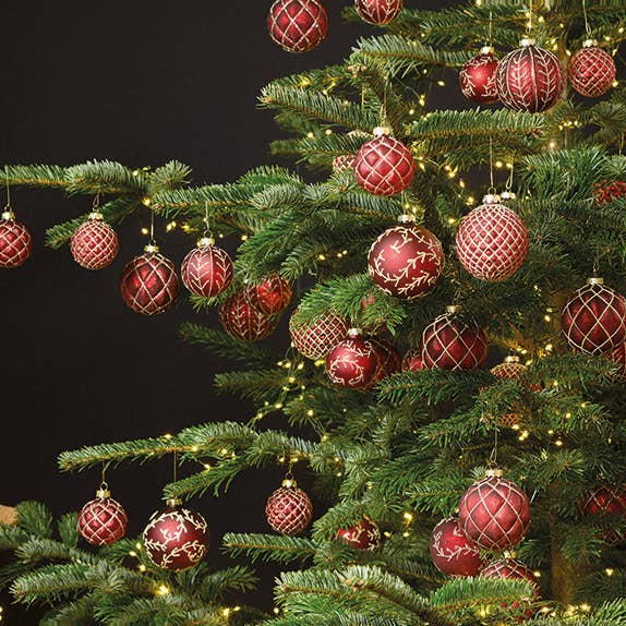 Wurm - Wholesale Christmas Decoration - Christmas Bauble Glitter Glass, Set of 4, Red/Gold Ø6cm5