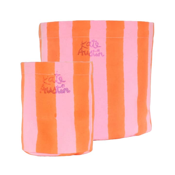 The Plant Pot Set in Pink and Orange Cabana Stripe for wholesale by kate austin designs