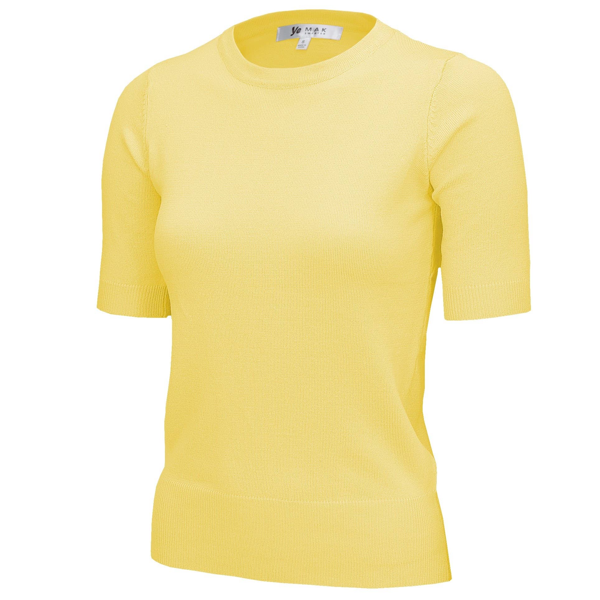 Mak – Engroshandel Strikket top - Dame – Halv-ærmet Crewneck Letvægts blød pullover Tee MK3664Y72