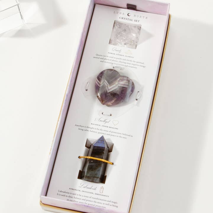 Luna Norte - Wholesale Spiritual Stone/Crystal - Follow Your Heart Amethyst Crystal Curio Set