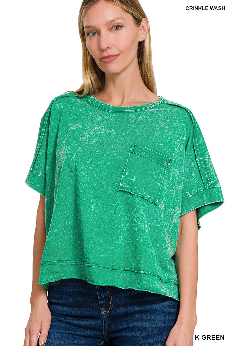 42POPS - Wholesale Knit Top - Women's - `.Washed Exposed Seam Oversized Tee27